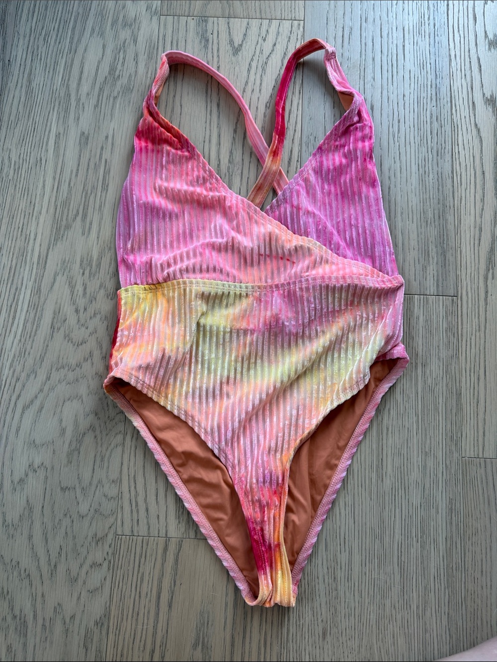 Dippin' Daisy's Pink ombré velour Tie-Dye Ribbed One-Piece Swimsuit